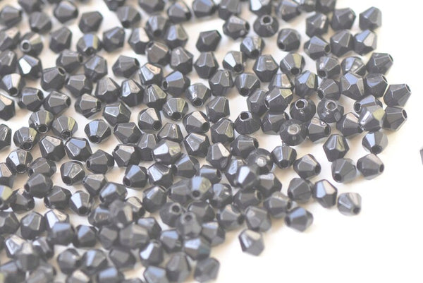 1000 pcs Black Acrylic Bicone Faceted Glass Beads 4mm A3091