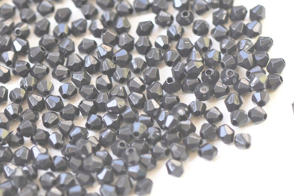 1000 pcs Black Acrylic Bicone Faceted Glass Beads 4mm A3091