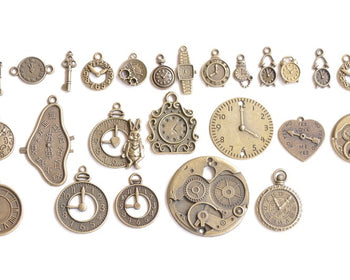 Antique Bronze/Silver Clock Watch Time Charms Mixed Style