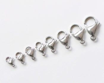 5pcs 316 Stainless Steel Parrot Claw Lobster Clasps Various Sizes