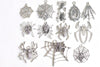 Antique Bronze/Silver Spider Cobweb Halloween Themed Charms Mixed Style