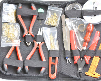 Jewelry Making Beginner Starter Kit Pliers Scissorss Awl Tweezers Calipers With Black Case