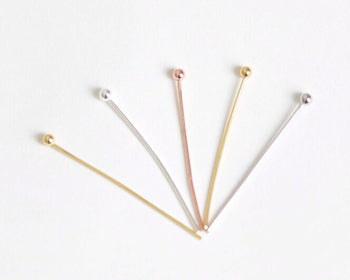 100 pcs Ball End Pins Jewelry Making Silver/Platinum/14K/18K Gold/Rose Gold