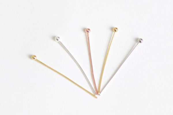 100 pcs Ball End Pins Jewelry Making Silver/Platinum/14K/18K Gold/Rose Gold