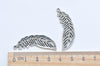 10 pcs Antique Silver Filigree Feather Charms Pendants 12x36mm A3848