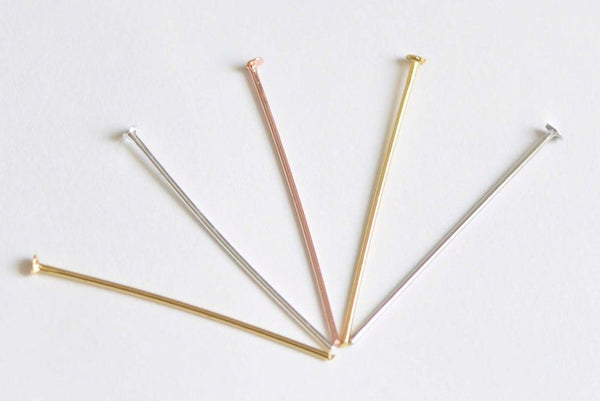 100 pcs Flat Headpin Jewelry Making Silver/Platinum/14K/18K Gold/Rose Gold 20mm/25mm/30mm/50mm