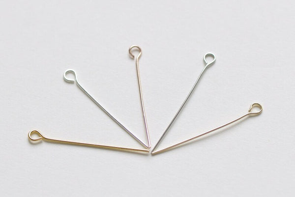 100 pcs Eye Pins Jewelry Making Silver/Platinum/14K/18K Gold/Rose Gold 20mm/25mm/30mm/50mm