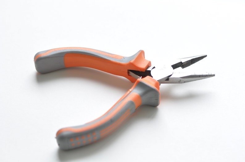 Round Flat Nose Wire-Cutter Jewelry Pliers Orange Handle Tool for Wire Working