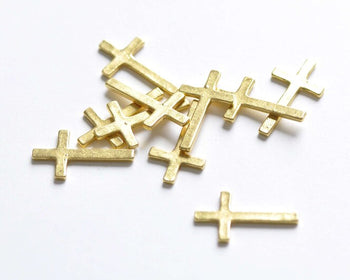 30 pcs Shiny Gold Blank Cross Embellishment Stamping No Loop A7971