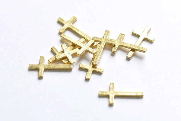 30 pcs Shiny Gold Blank Cross Embellishment Stamping No Loop A7971