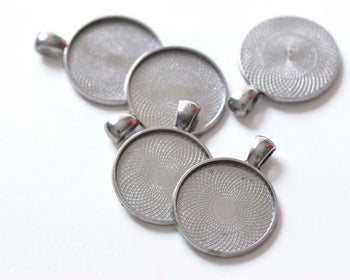 50pcs 25mm Round Cabochon Blanks Stainless Steel Pendant Cabochon Settings  Bezel Blanks Cabochons Trays Charms Tray Bezel Pendant Blanks Settings for Jewelry  Making and Crafts 32x27x2mm 