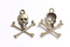 20 pcs of Antique Bronze/Silver/Patina Skull and Crossbones Charms 20x20mm