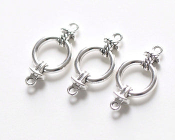 20 pcs of Antique Silver Round Rope Connectors Charms 12x25mm A7574