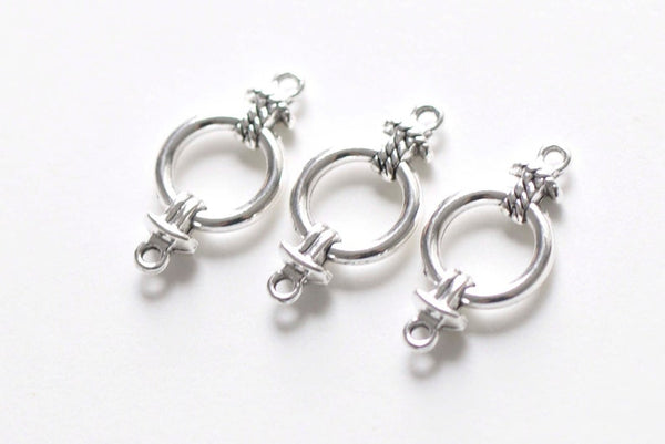 20 pcs of Antique Silver Round Rope Connectors Charms 12x25mm A7574