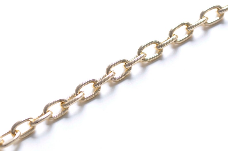 6.6ft (2m) Gold Tone Aluminium Oval Cable Chain With Unsoldered Links 9.5x15mm A6187