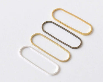 50 pcs Raw Brass/Gold/Antique Bronze/Silver Seamless Ring Rectangle Charms