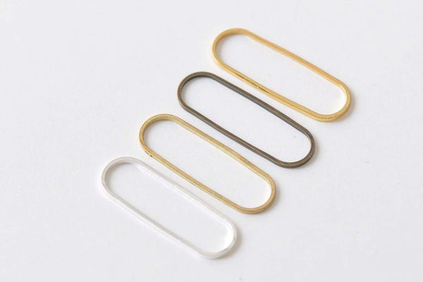 50 pcs Raw Brass/Gold/Antique Bronze/Silver Seamless Ring Rectangle Charms