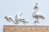10 pcs Antique Silver Flamingo Bird Charms 25x46mm
