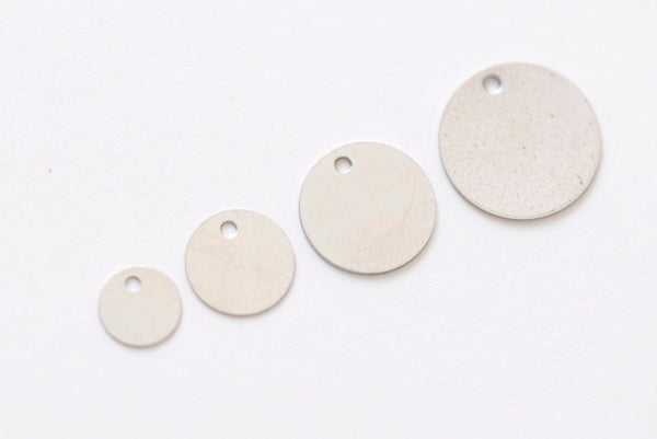 20 pcs Stainless Steel Round Flat Blank Disc Charms 6mm-12mm