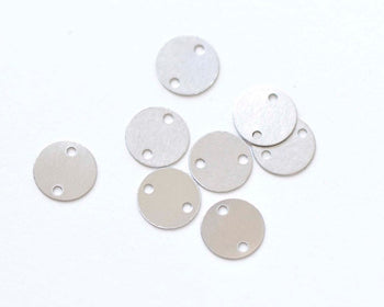 20 pcs Stainless Steel Two Holes Round Blank Disc Connectors 6mm/8mm