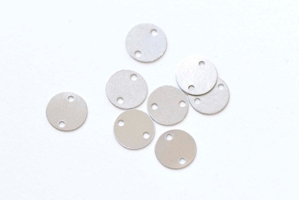 20 pcs Stainless Steel Two Holes Round Blank Disc Connectors 6mm/8mm