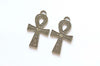 Antique Bronze/Silver/Patina Ankh Cross Egyptian Charms Set of 20