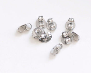 50 pcs Stainless Steel Butterfly Backs Backings Earnuts Earring Stoppers 4.5x6mm