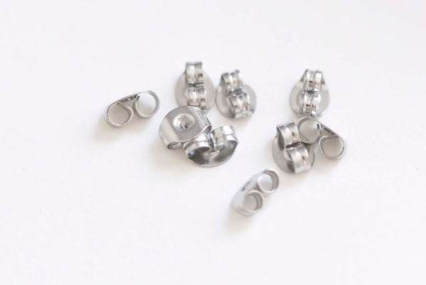 50 pcs Stainless Steel Butterfly Backs Backings Earnuts Earring Stoppers 4.5x6mm