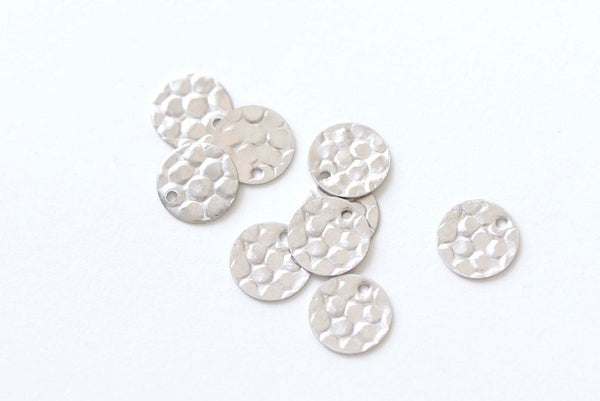 20 pcs Stainless Steel Textured Disc Charms 8mm