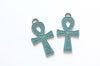 Antique Bronze/Silver/Patina Ankh Cross Egyptian Charms Set of 20