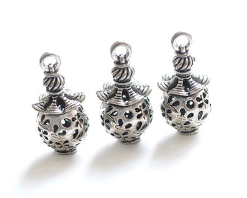 6 pcs Antique Silver 3D Filigree Lantern Lamp Pendant Charms 13x28mm A2476
