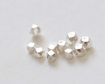 4 pcs 925 Polished Sterling Silver Faceted Geometric Spacer Beads Size 2mm/2.5mm/3mm