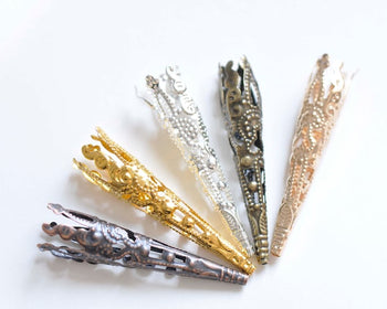 50 pcs Iron Filigree Cone Long Bead Caps 8x41mm Antique Bronze/Copper/Silver/Platinum/Light Gold/Gold