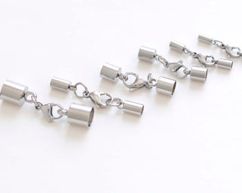 6 pcs 304 Stainless Steel Bail Connectors with Lobster Clasps 1.5mm/2mm/2.5mm/3mm