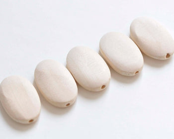 10 pcs Unfinished Large Oval Rondelle Wood Beads Findings 20x33mm