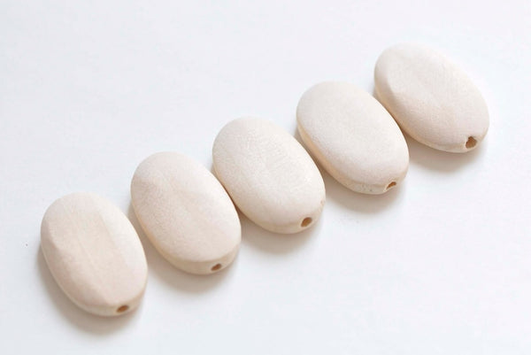 10 pcs Unfinished Large Oval Rondelle Wood Beads Findings 20x33mm