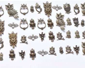 Antique Bronze Owl Charms Mixed Style A5193
