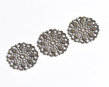 10 pcs Antique Bronze Filigree Flower Stampings 25mm A5973