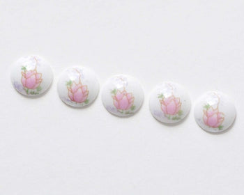 10 pcs of Hand Painted Round Flower Ceramic Cameo Cabochon 10.5mm