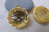 4 pcs Gold Tone Brass Filigree Round Base Settings Match 20mm Cameo A2789