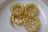 4 pcs Gold Tone Brass Filigree Round Base Settings Match 20mm Cameo A2789