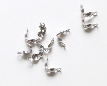 50 pcs of Stainless Steel Fold Over Bead Tips Connectors