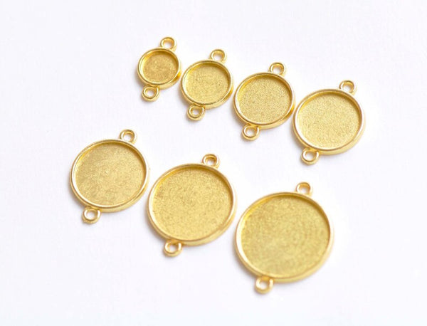 Shiny Gold Round Cameo Base Setting Connector Set of 10