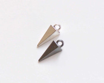 Antique Silver/Gunmetal Black Pyramid Spike Pendants 5x16mm Set of 10