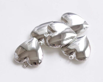 10 pcs of Platinum Heart Shaped Blank Photo Lockets 23mm