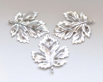 Antique Silver Maple Leaf Charms Pendants Set of 5