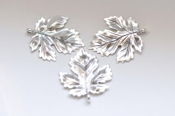Antique Silver Maple Leaf Charms Pendants Set of 5