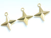 Shiny Gold Four Pointed Star Charm Pendants 25x30mm Set of 10