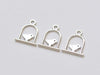 Flat Bird Ring Connector Antique Silver Cage Charms 15x17mm Set of 20 pcs A803