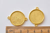 Shiny Gold Pendant Tray Connector Double Sided Match 20mm/25mm Cabochon Set of 10
